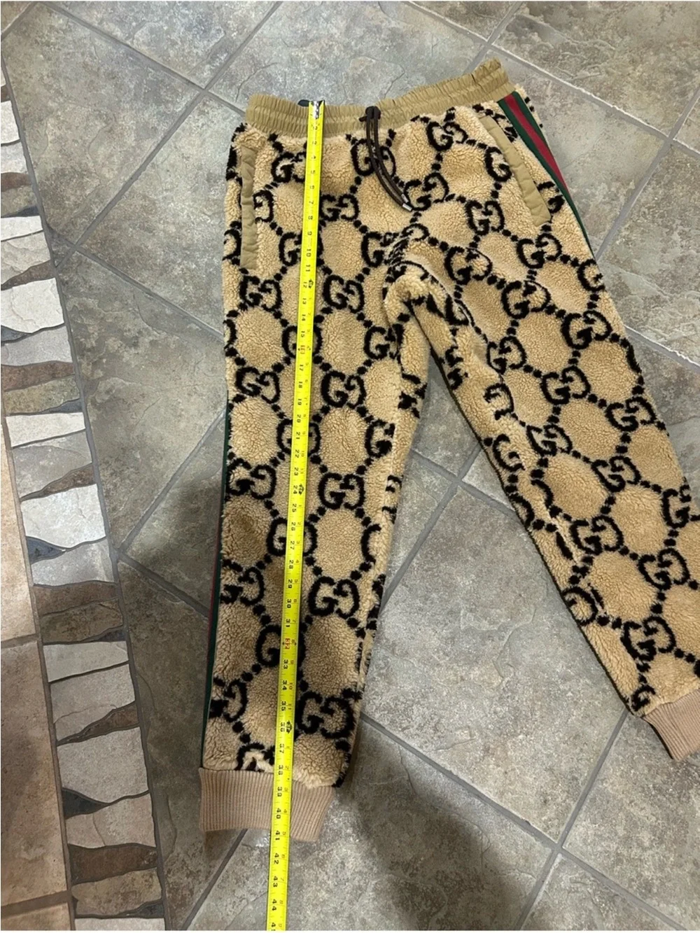 Men’s Gucci GG jacquard wool blend fleece jogging pants size XXL made in Italy